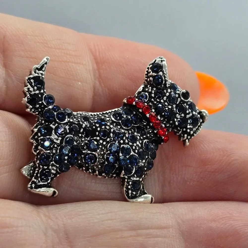 Westie Scottish Terrier Rhinestone Brooch Crystal Lapel Pin NWT Cute Scotty Dog
